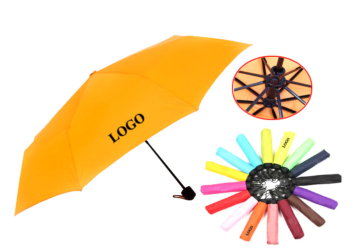 Three Fold Compact Umbrella With Pouch