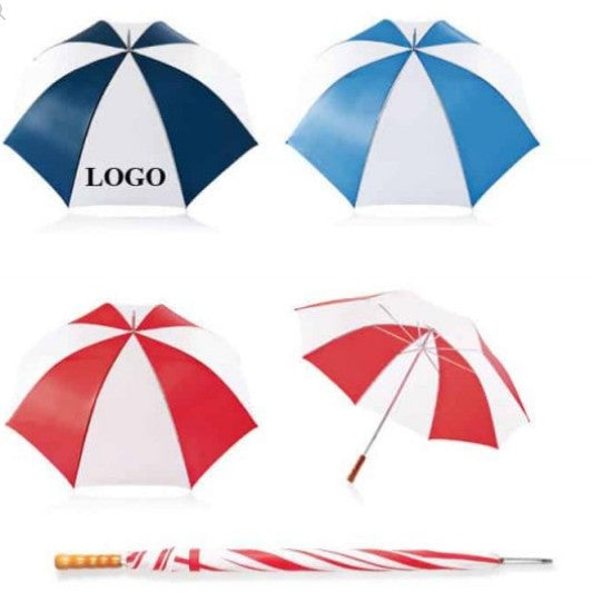 Golf Umbrella With Wooden Handle - Double Color Canopy