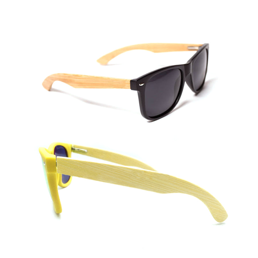 Sunglasses With Plastic Frame And Bamboo Temples