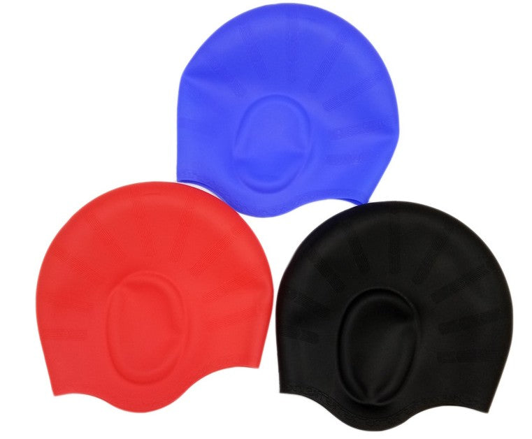 Silicone Swim Caps With Ear Pouches For Long Hair