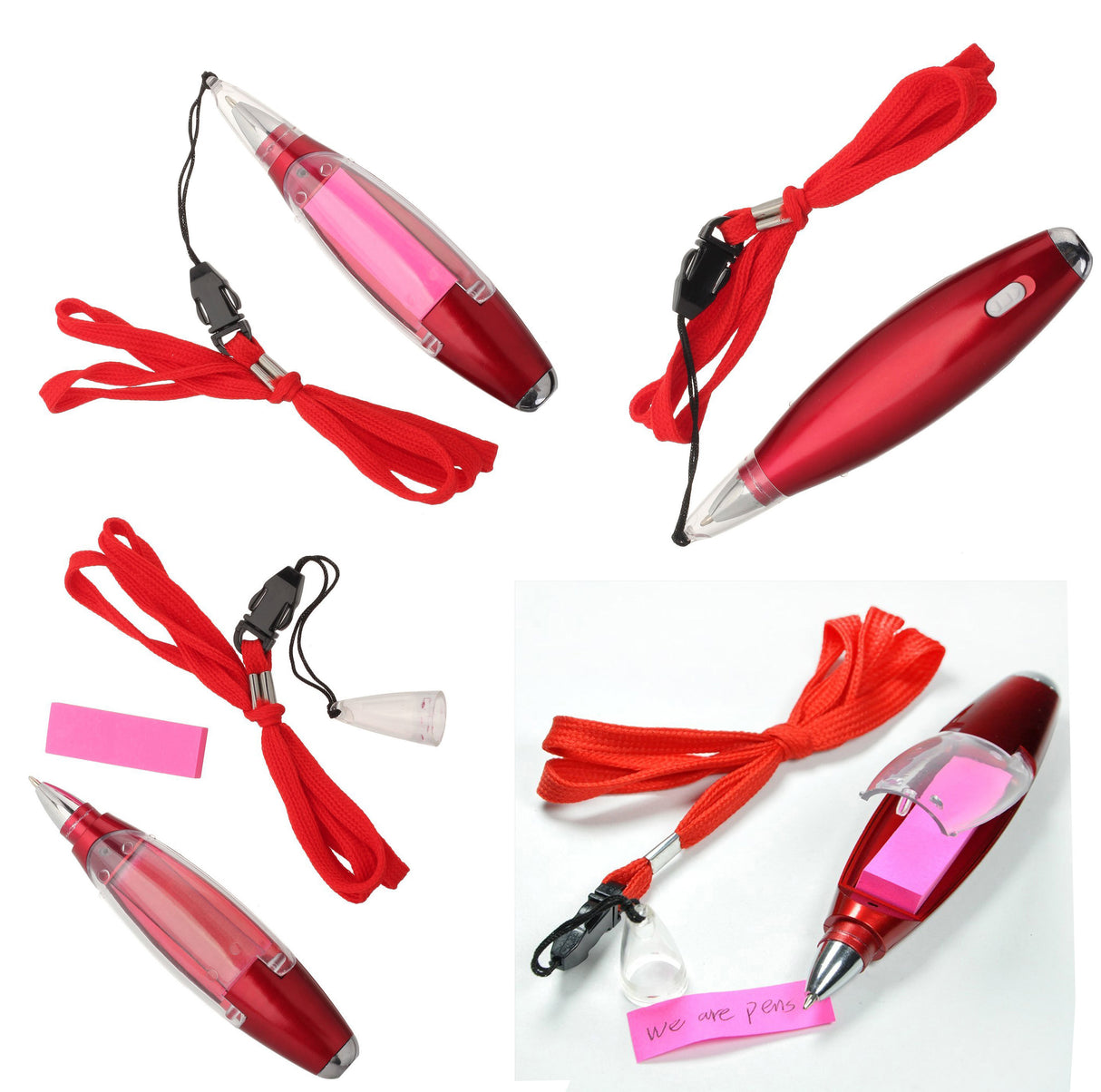 Multifunction Memo Light Ballpoint Pen With Lanyard