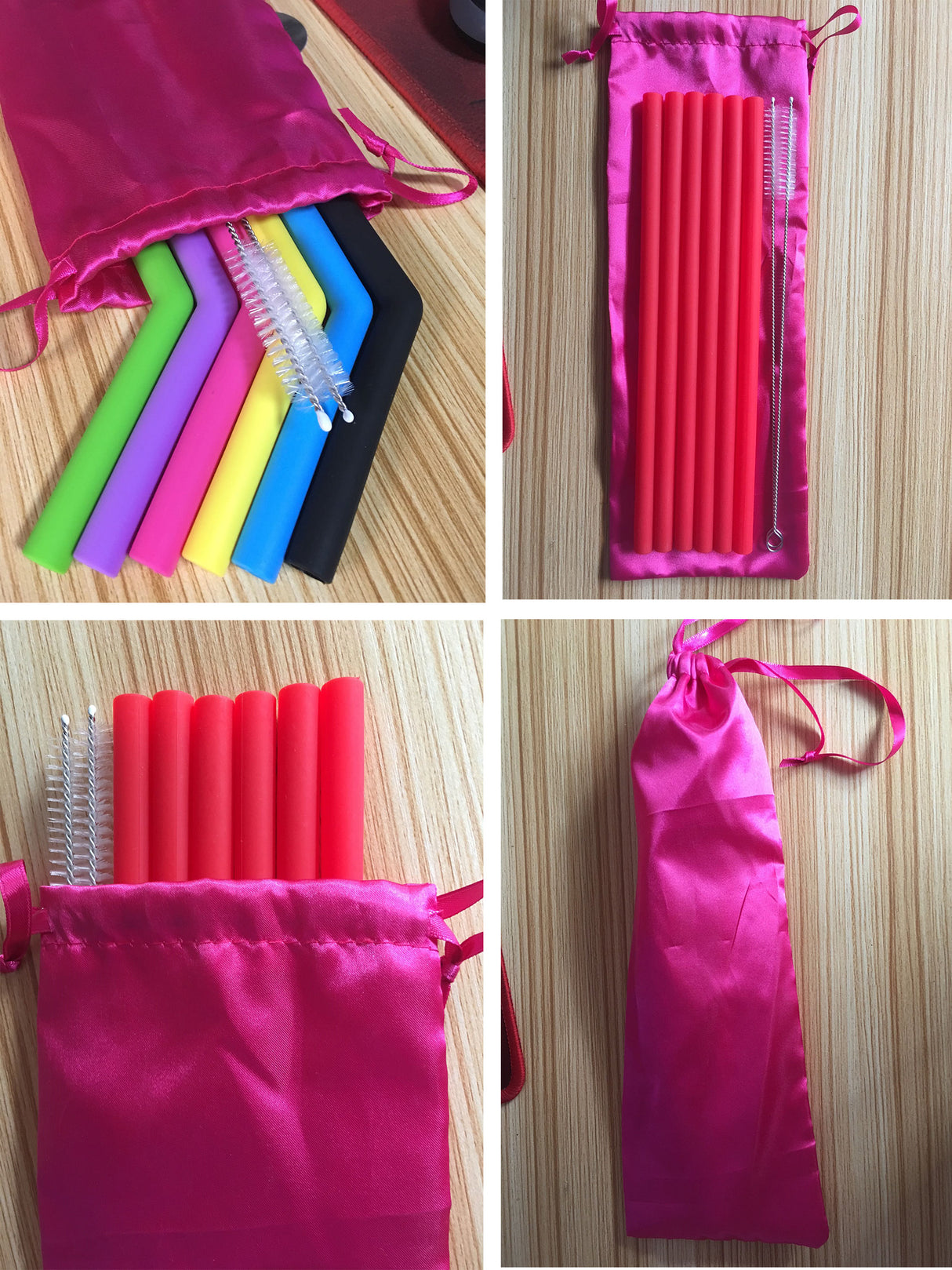 Silicone Straws With Nylon Bag