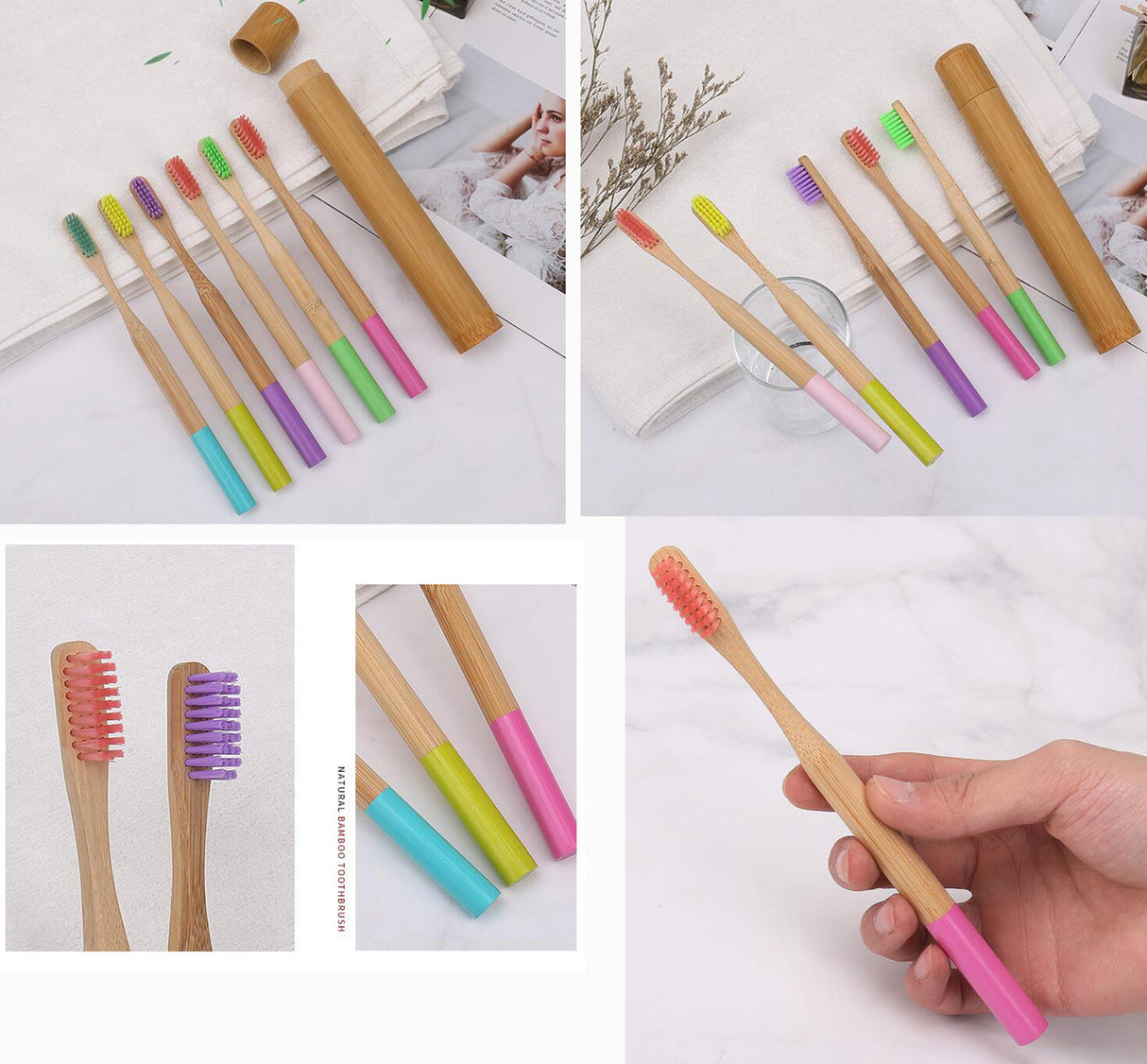 Portable Natural Bamboo Toothbrush With Tube