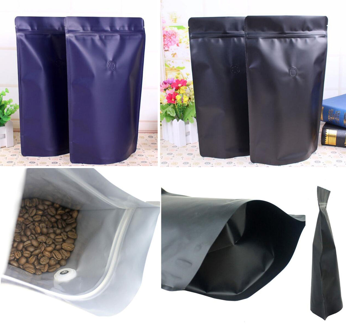 Foil Stand Up Zipper Pouch Coffee Bag With Valve