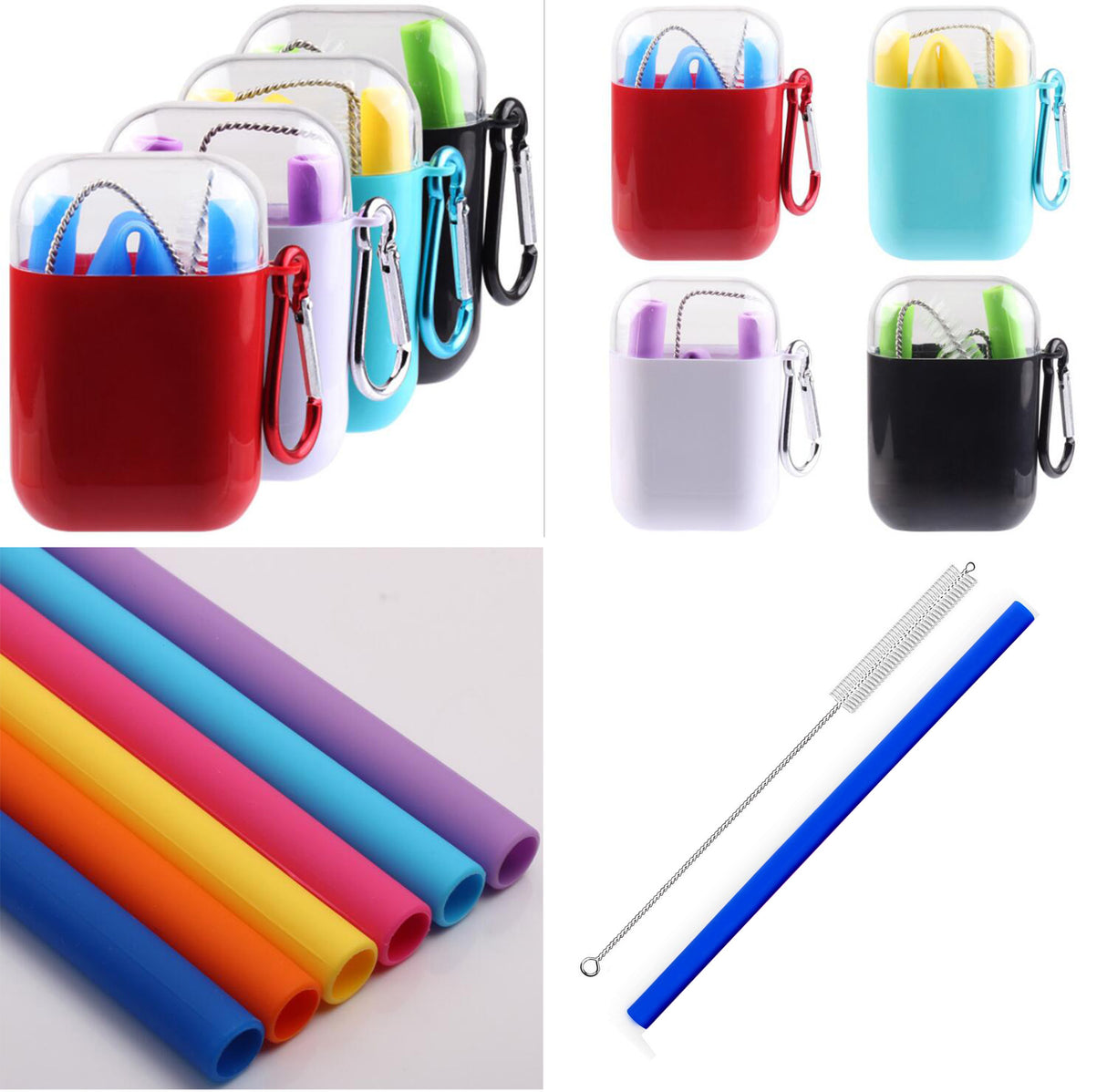 Portable Silicone Straw With Case