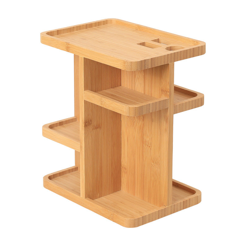 Bamboo Rotating Makeup Organizer