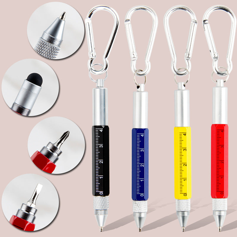 6 In 1 Metal Ballpoint Pen With Carabiner