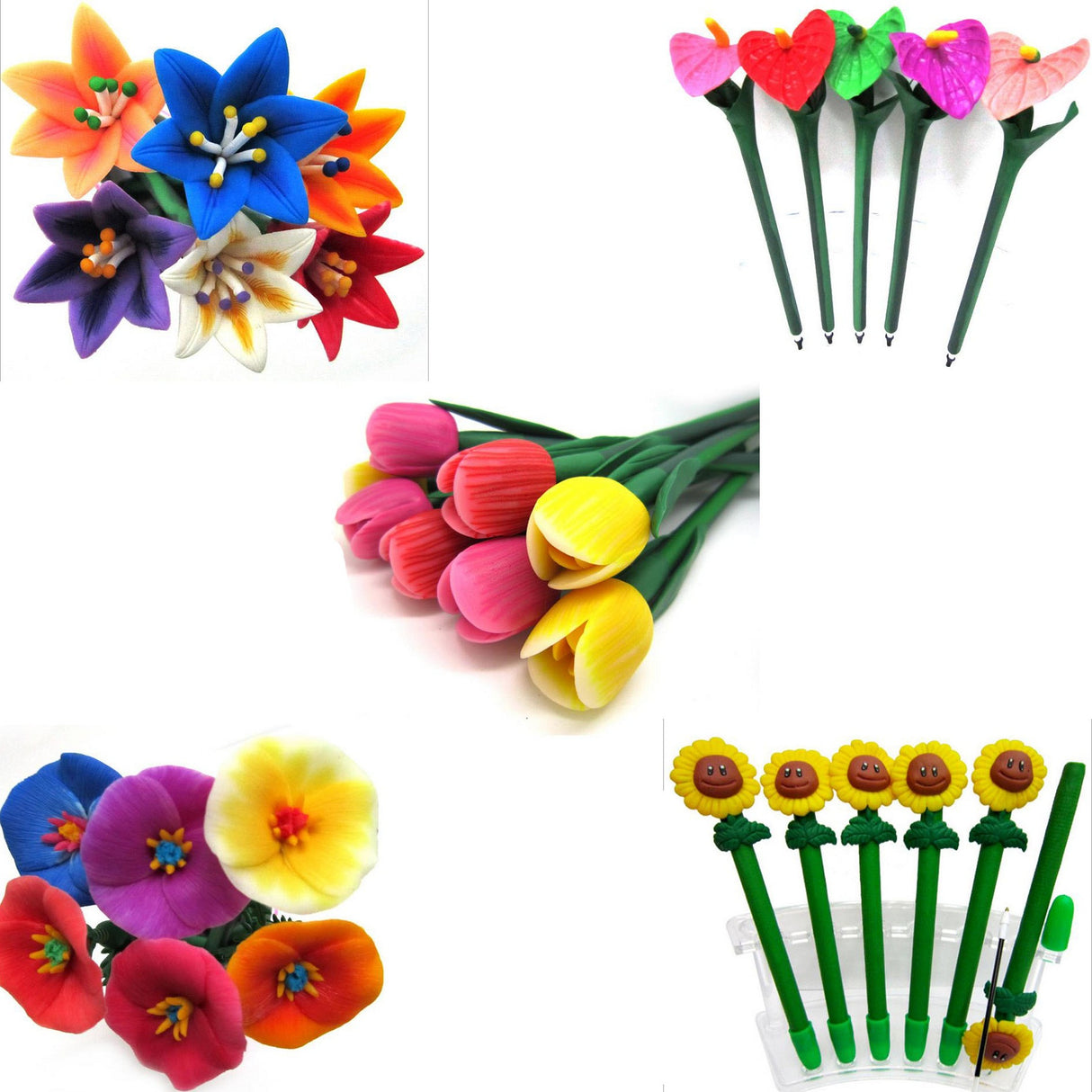 Flower Shaped Soft Clay Ball Point Pen Ballpoint