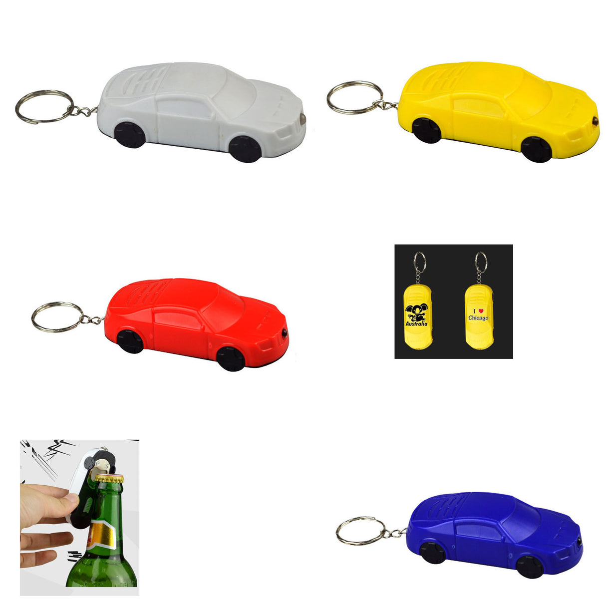 Car Shaped Led Light Bottle Opener Key Chain