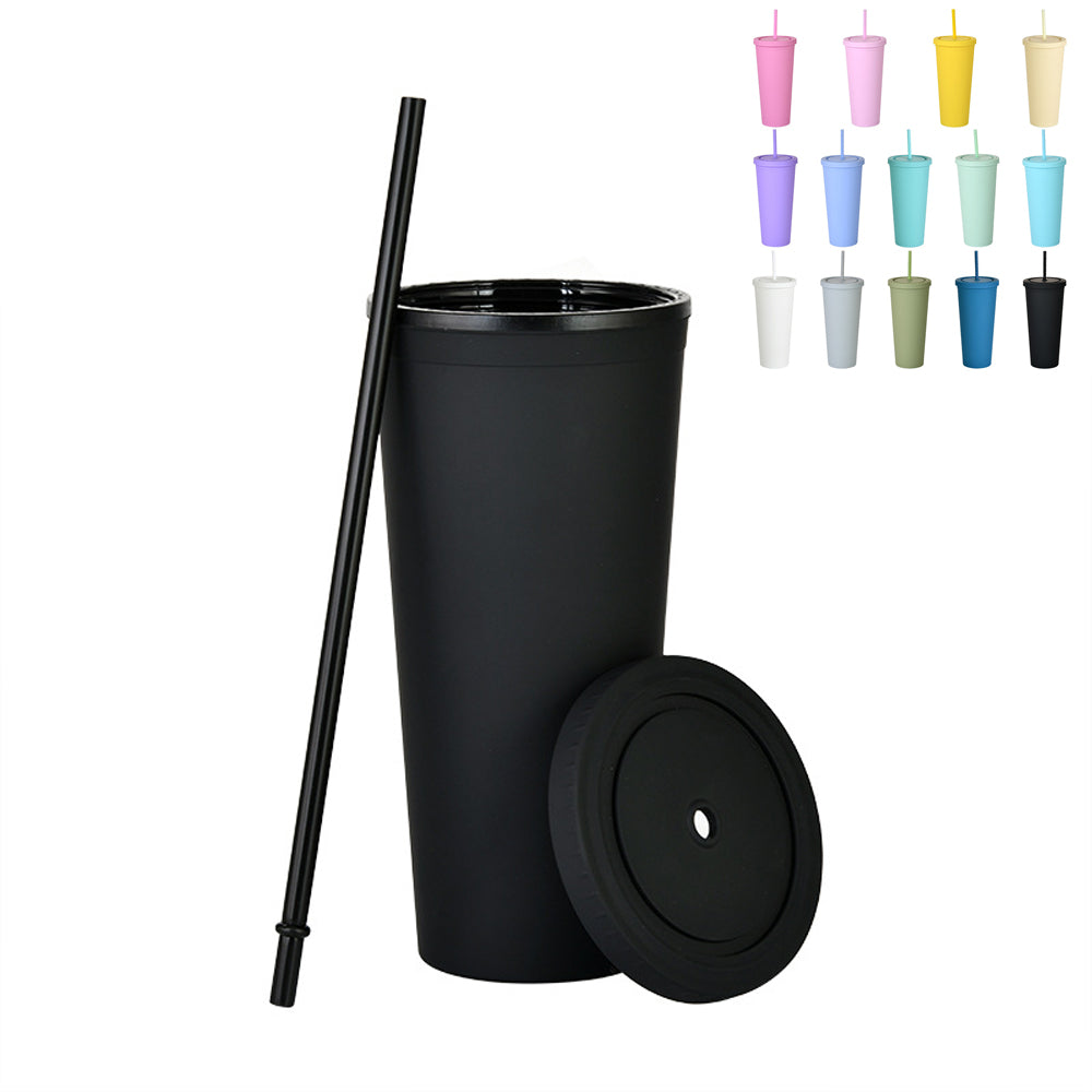 Double Wall Plastic Cups With Lids And Straws