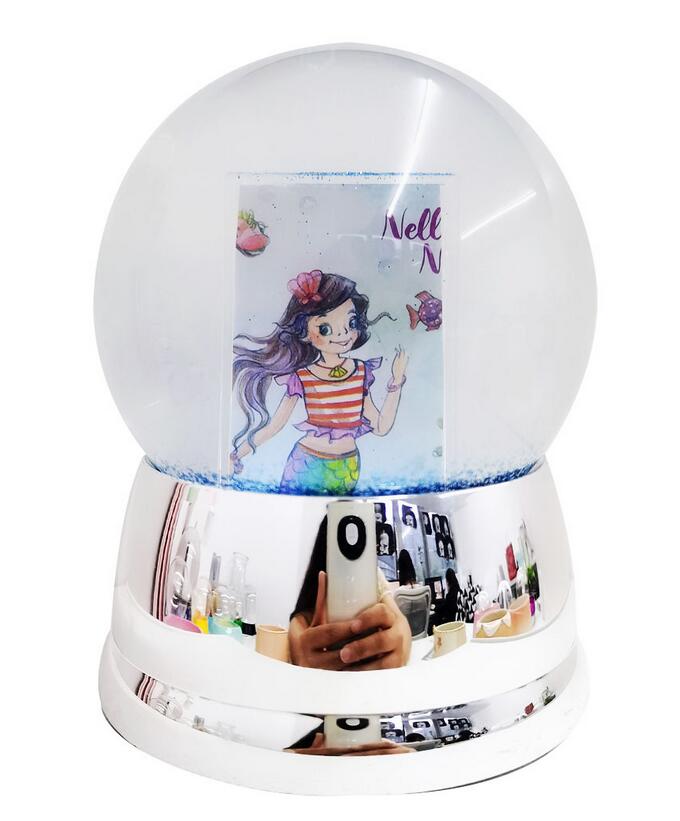 Snow Globe Photo With Silver Base - By Boat