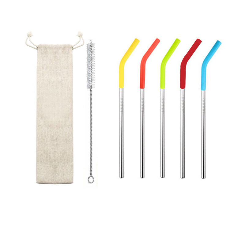 Metal Straw With Silicone Tips- One Set