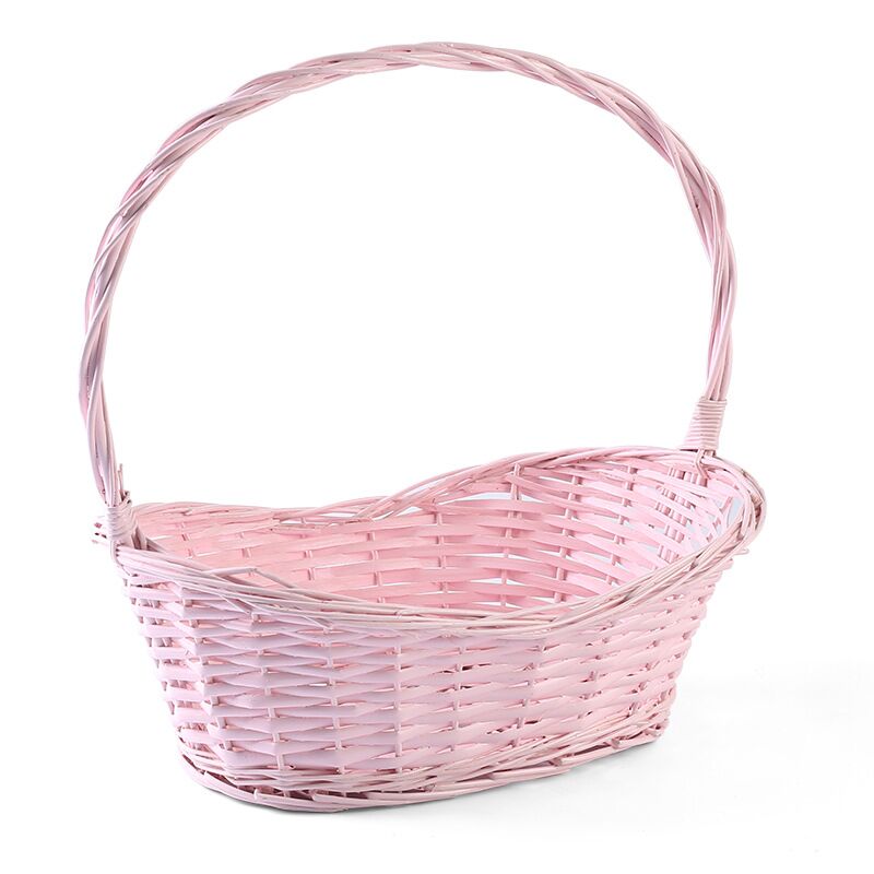 Pink Rattan Baskets With Handle