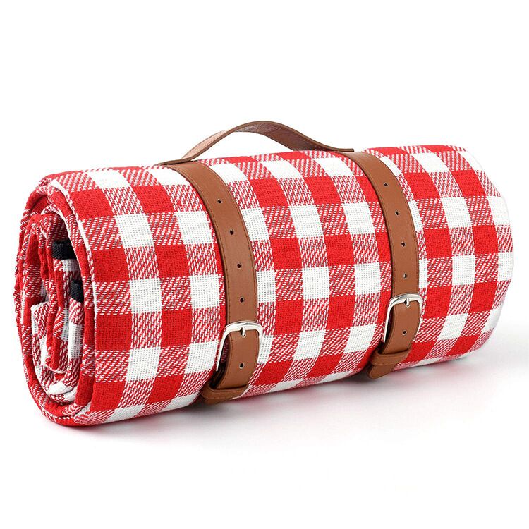 Picnic Blanket With Faux Leather Carrier