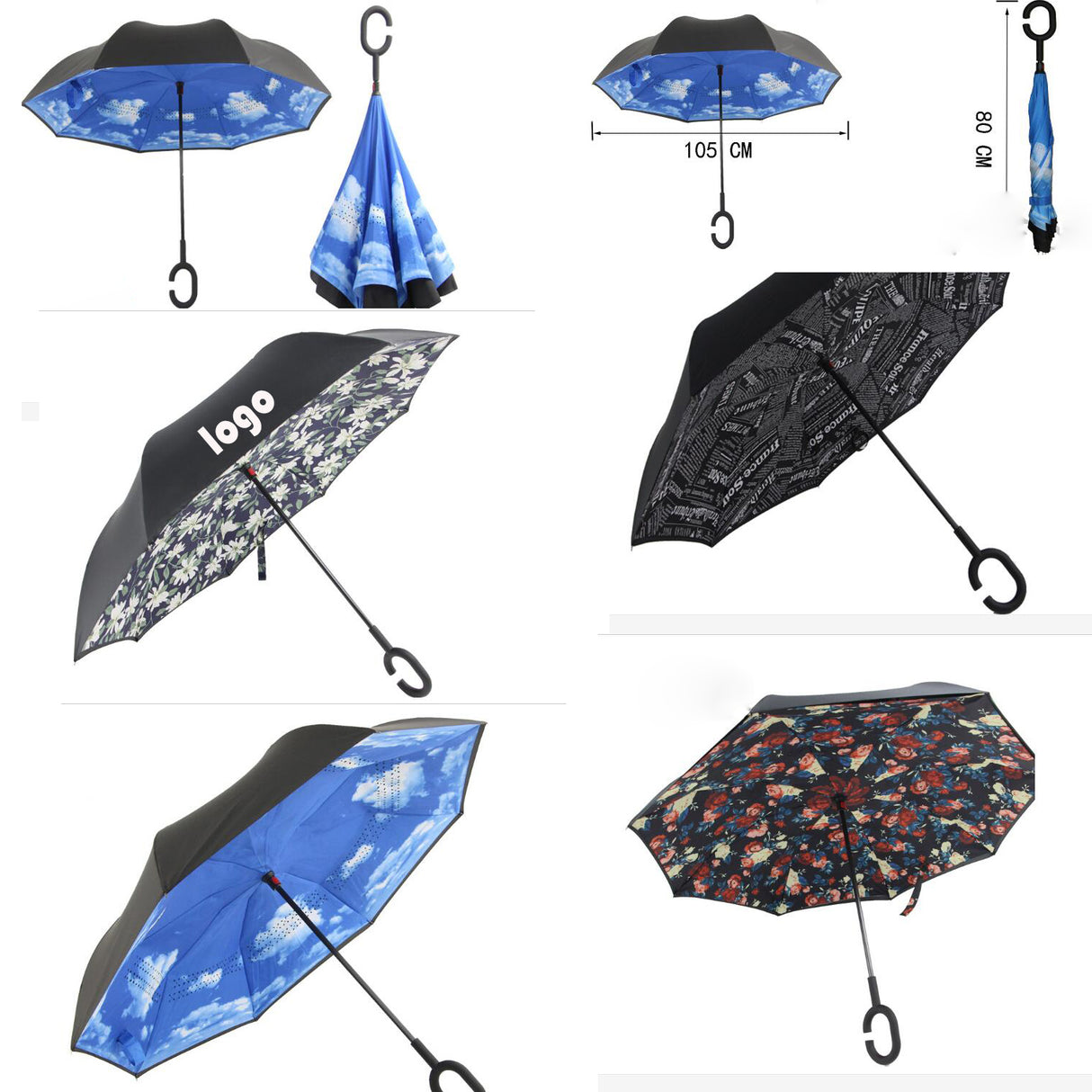 Reversed Straight Umbrella With Double Layer