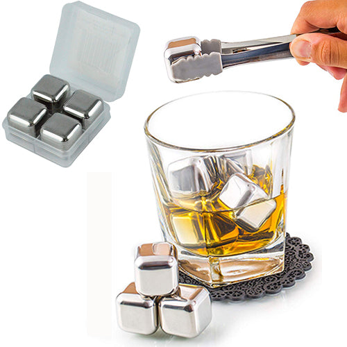 Stainless Steel Ice Cubes Set Of 4