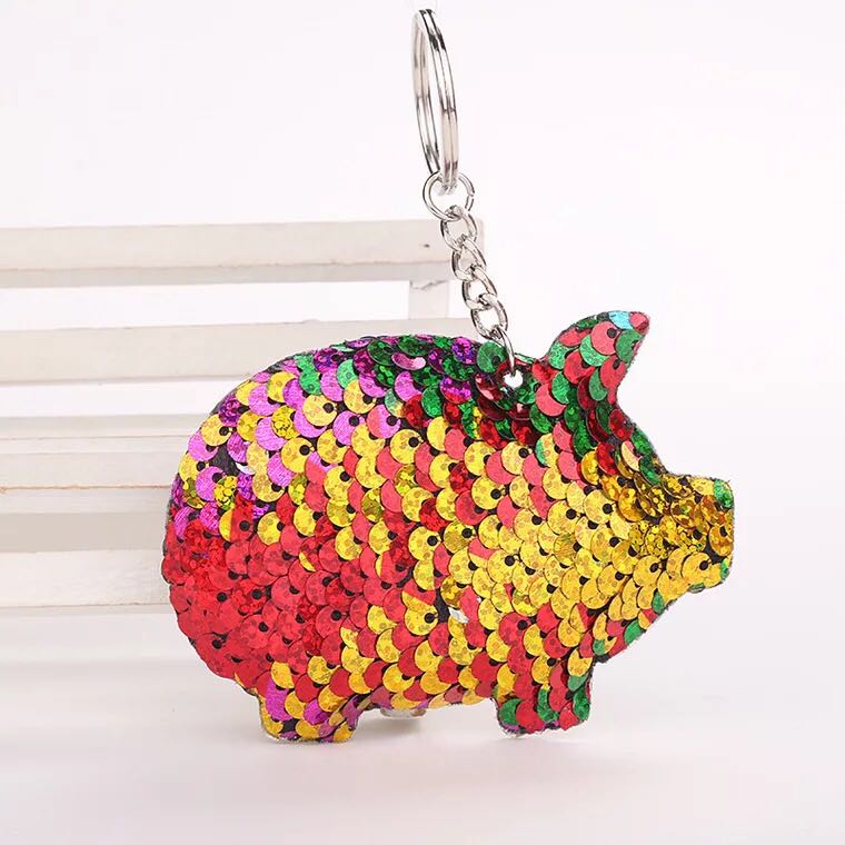 Sequins Pig Keychain