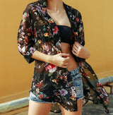 Summer Floral Printed Chiffon Kimono Tops