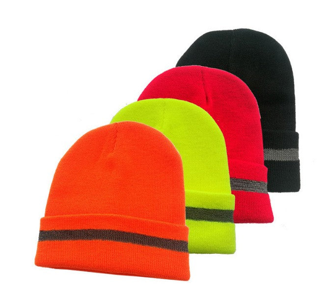 Knit Caps With Reflective Stripe