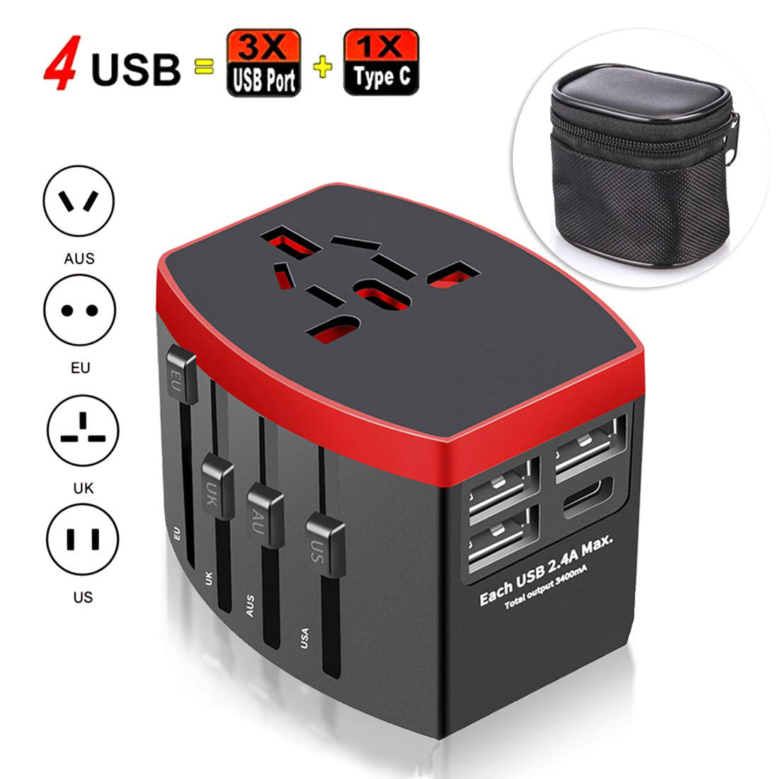 Universal Travel Adapter With Case