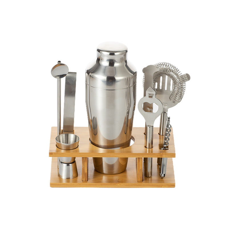 Cocktail Shaker Set With Bamboo Stand