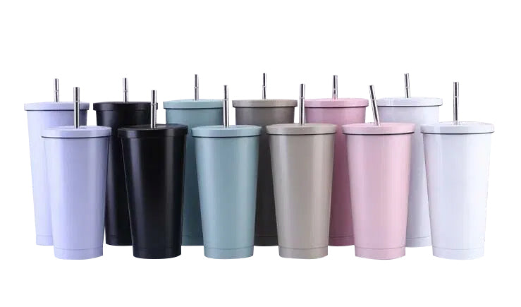 16oz Stainless Steel Cup With Straw