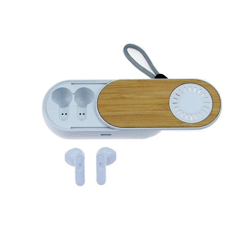 Bamboo Speaker With Earbuds