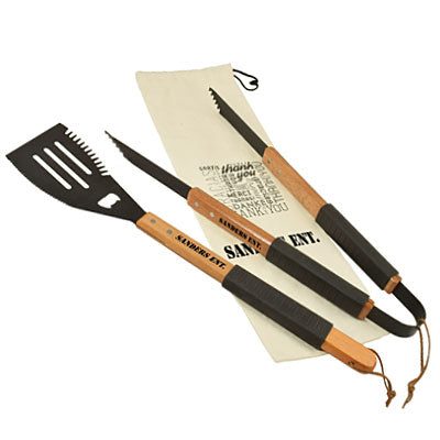 Wood Bbq Sets In Printed Canvas Ba