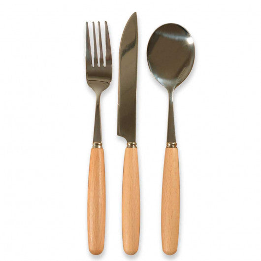 Metal And Bamboo Cutlery Combos With Bag