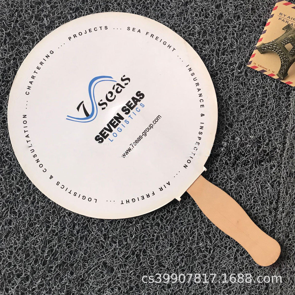 Paper Advertising Fan With Wooden Handle