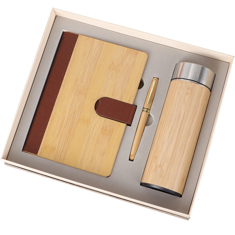 Bamboo Notebook Pen Vacuum Flask