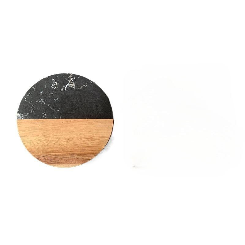 Round Marble Splicing Acacia Wood Coaster