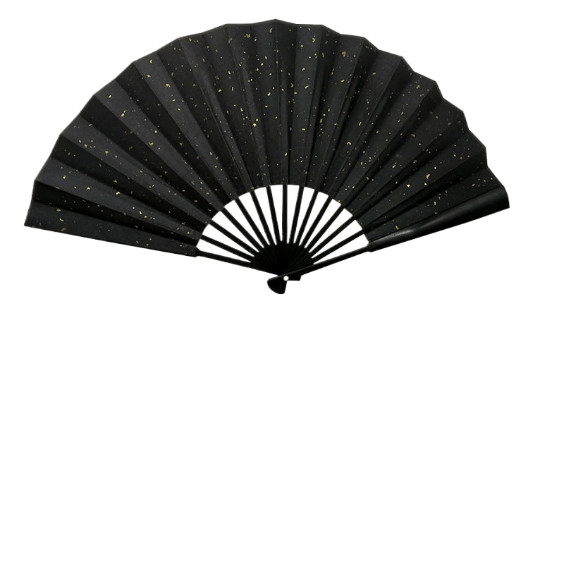 Bamboo Handle Glitter Fan