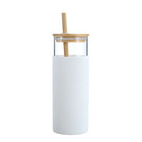 Glass Tumbler With Wooden Lid And Straw