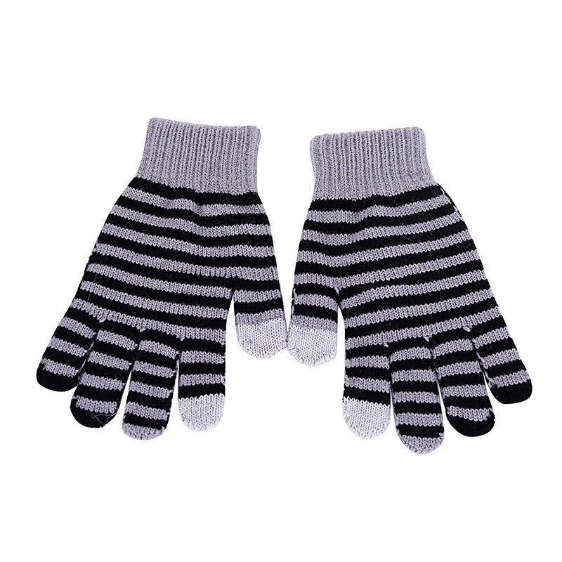 Striped Knitted Gloves