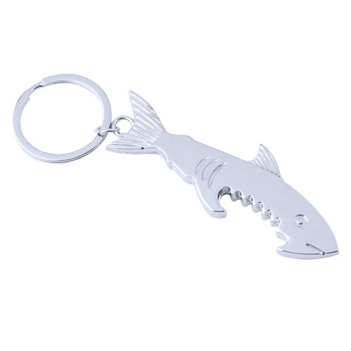 Metal Shark Bottle Opener Keychain