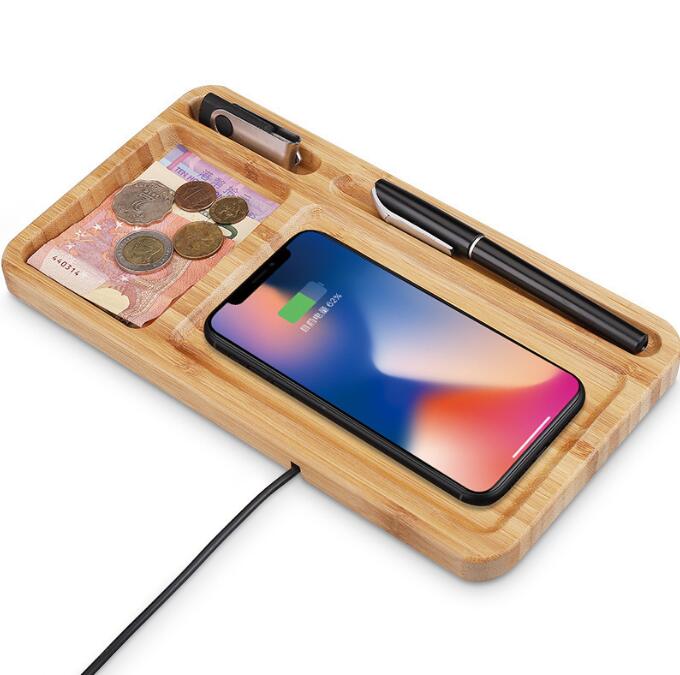 Bamboo Desk With 15w Wireless Charger