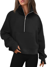 Oversized Halfzip Cropped Hoodie