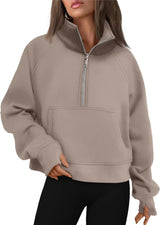 Oversized Halfzip Cropped Hoodie