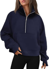 Oversized Halfzip Cropped Hoodie