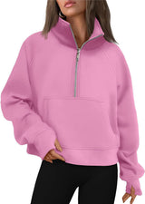 Oversized Halfzip Cropped Hoodie