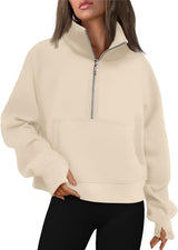 Oversized Halfzip Cropped Hoodie