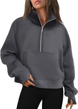 Oversized Halfzip Cropped Hoodie