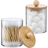 Qtip Holder Dispenser With Bamboo Lid