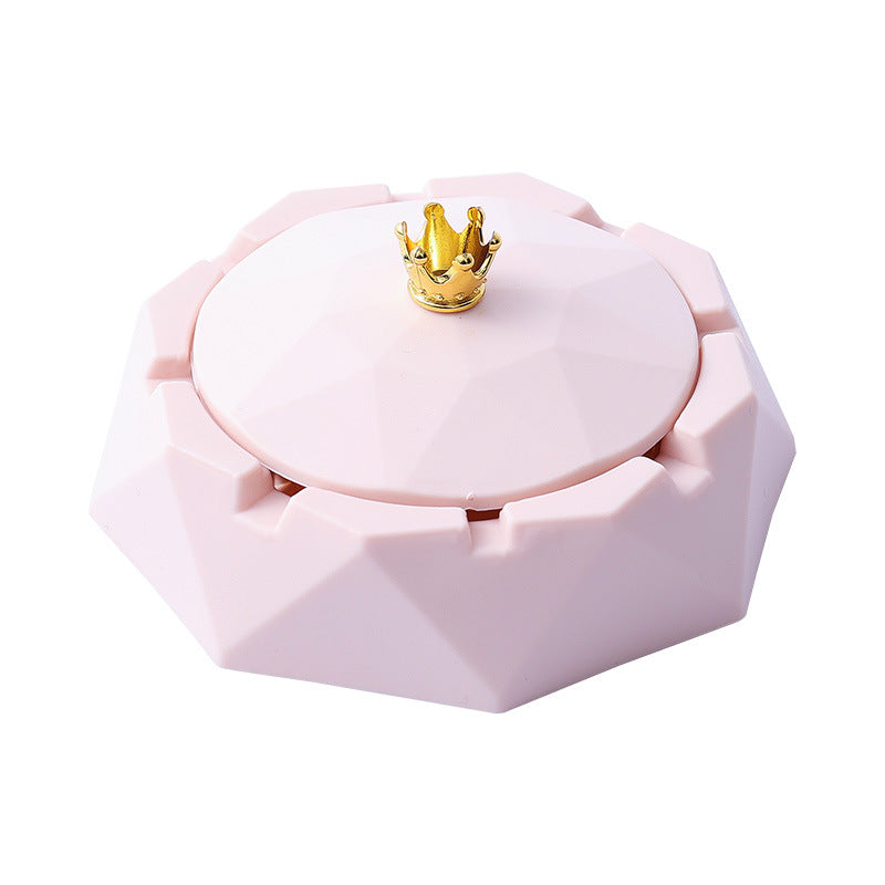 Crown Stainless Steel Ashtray With Lid