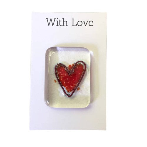 Pocket Token Fused Glass Heart