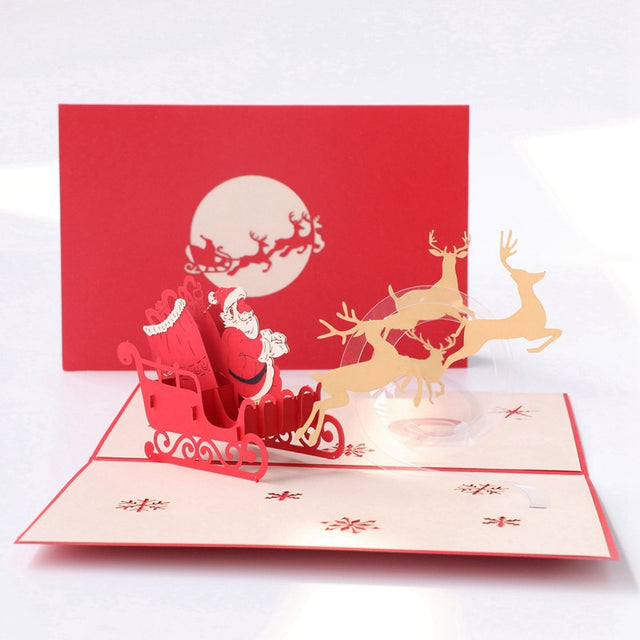 3d Christmas Reindeer Sleigh Pop-up Card