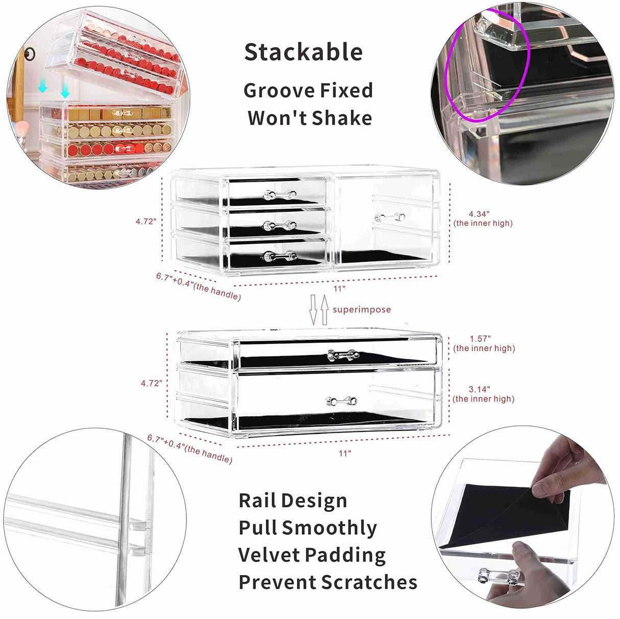 Stackable 6 Drawers Skincare Organizer