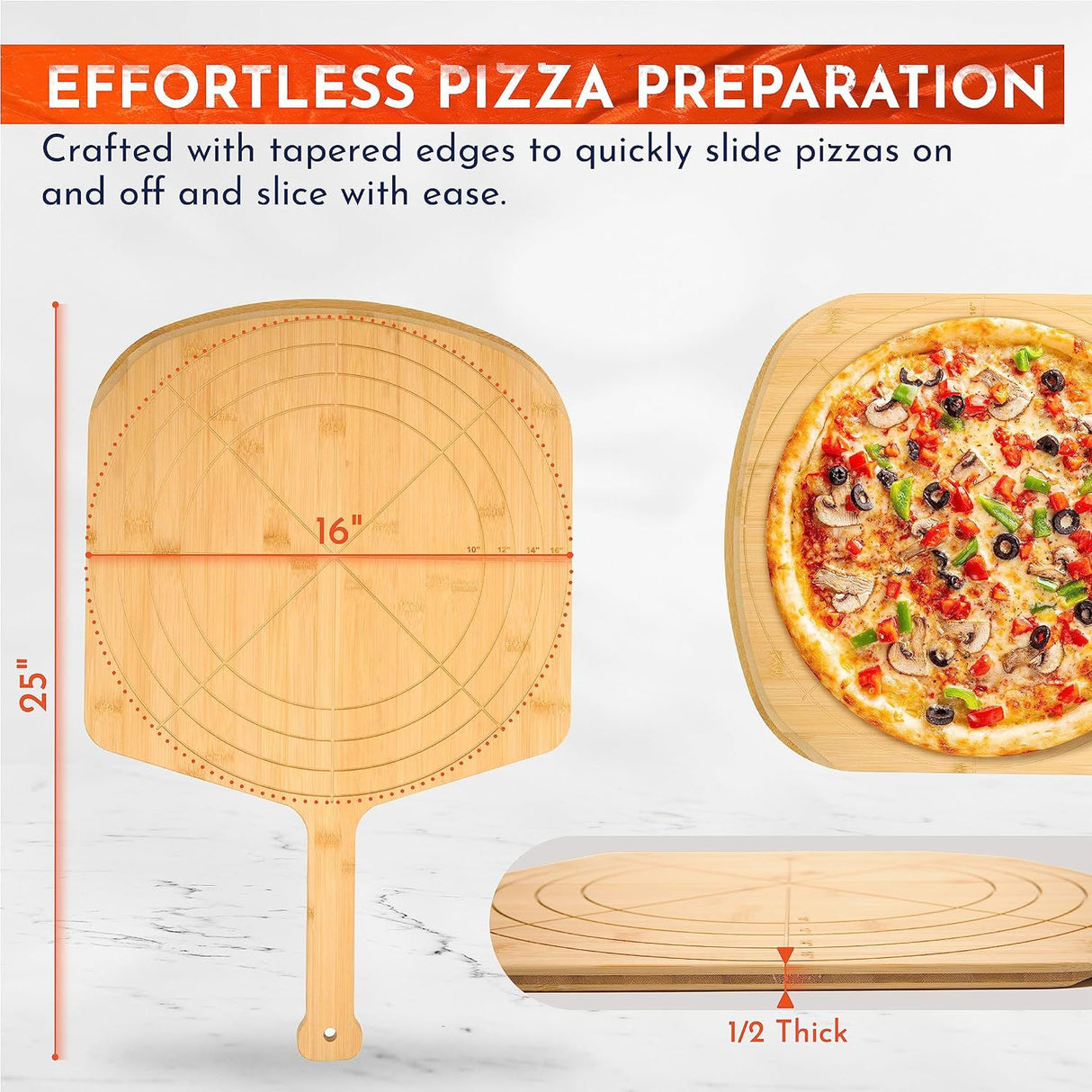 16 Inch Wooden Pizza Peel Board