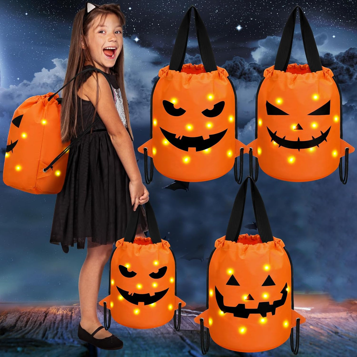 Led Light Halloween Bag Drawstring